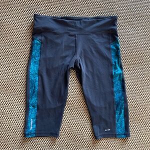 Champion Activewear Legging Shorts Dark Gray Teal Large